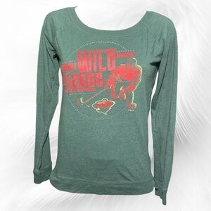 NHL Women’s Size 7/9 Green/ Orange Minnesota Wild Hockey Long Sleeve Jersey